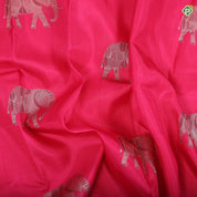 Rani Pink Elephant meena work butta motifs design self edge border trendy silk saree