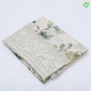 white base digital floral printed design embroidered cut work border fancy cotton saree