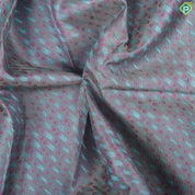 Marble blue pink combined cross bars design pink copper zari rangoli border trendy silk saree