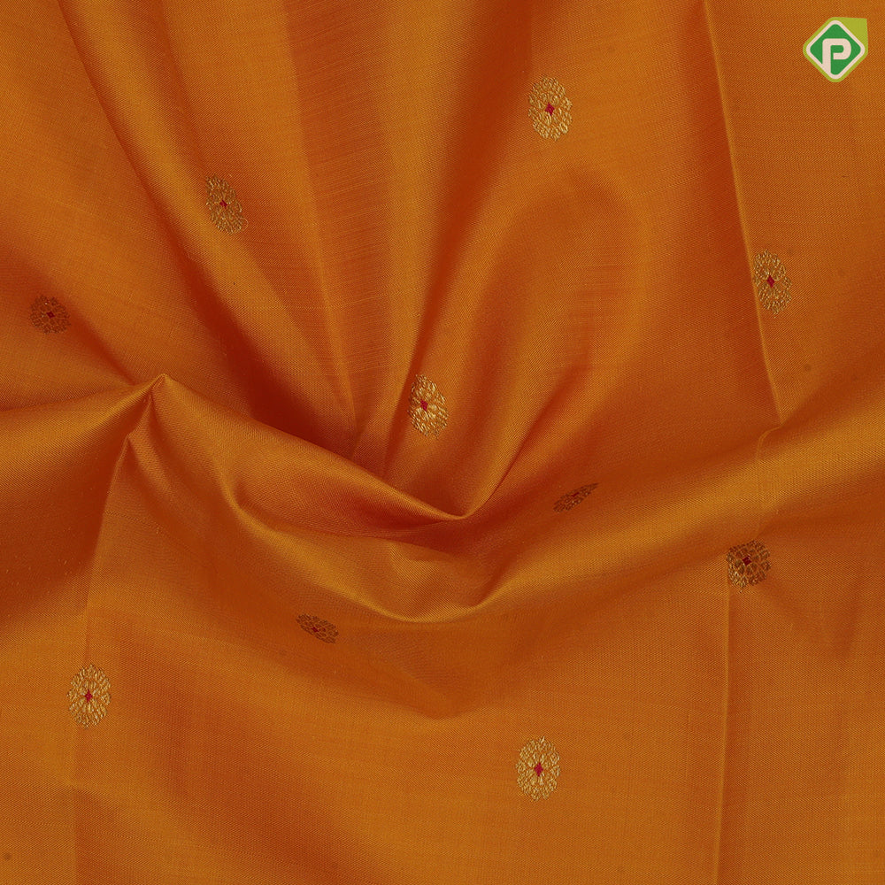 Mustard yellow chakaram design maroon flower border design traditional silk saree