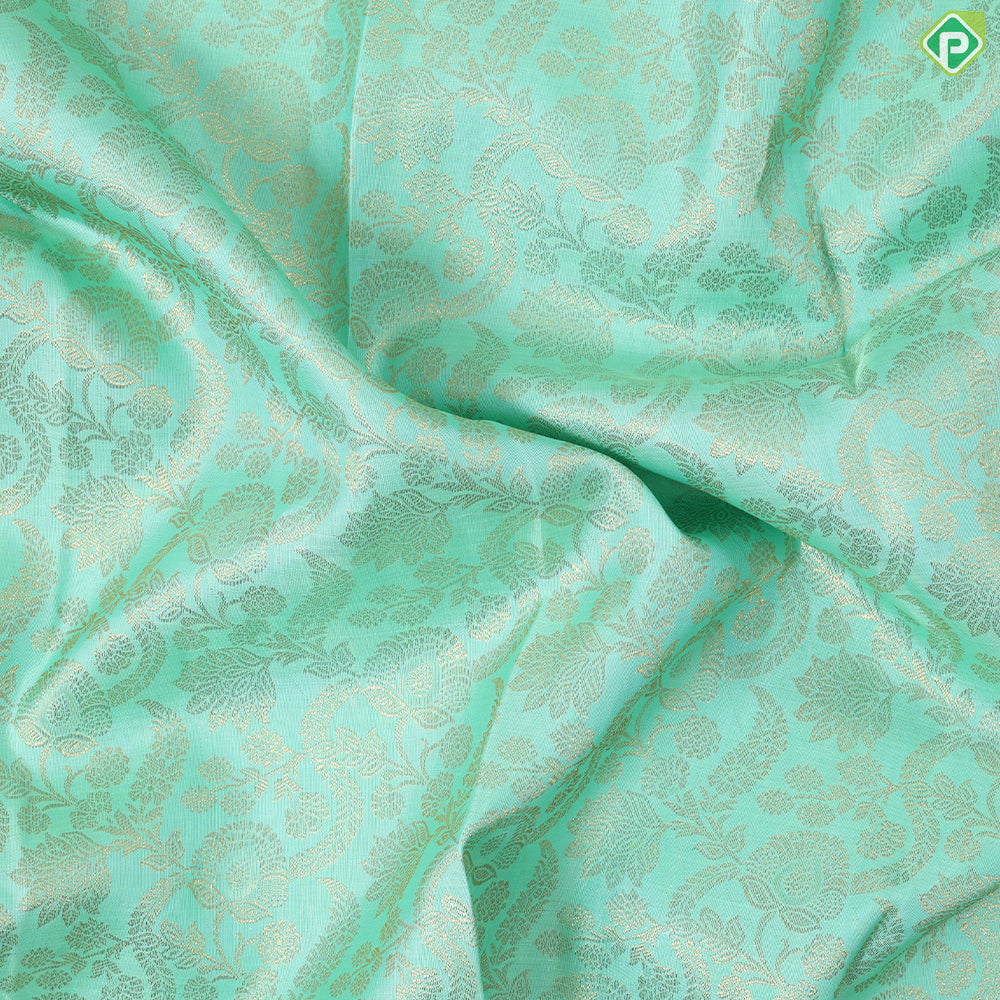 Rexona green gold zari grand floral peacock green border grand brocade bridal silk saree