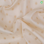 cream white gold zari flower butta design red meena work border traditional gift silk saree