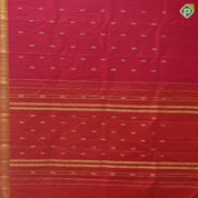 Rose red gold zari flower butta self checks Self gold zari edge one side border silk saree