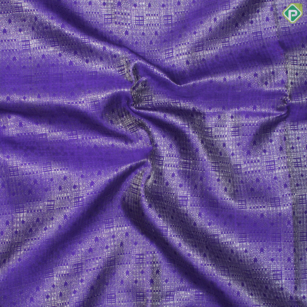 Purple Color Silver Zari With Green Color Mayilkan Design Border Traditional Silk Saree