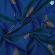 Peacock blue gold zari fancy tower butta self gold zari rettapet border traditional silk saree