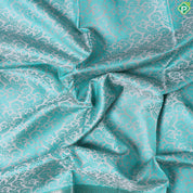 Silver Grey With Rexona Green Silk Thread Small Flower And Rexona Green Small Lines Border Trendy Designer Silk Saree
