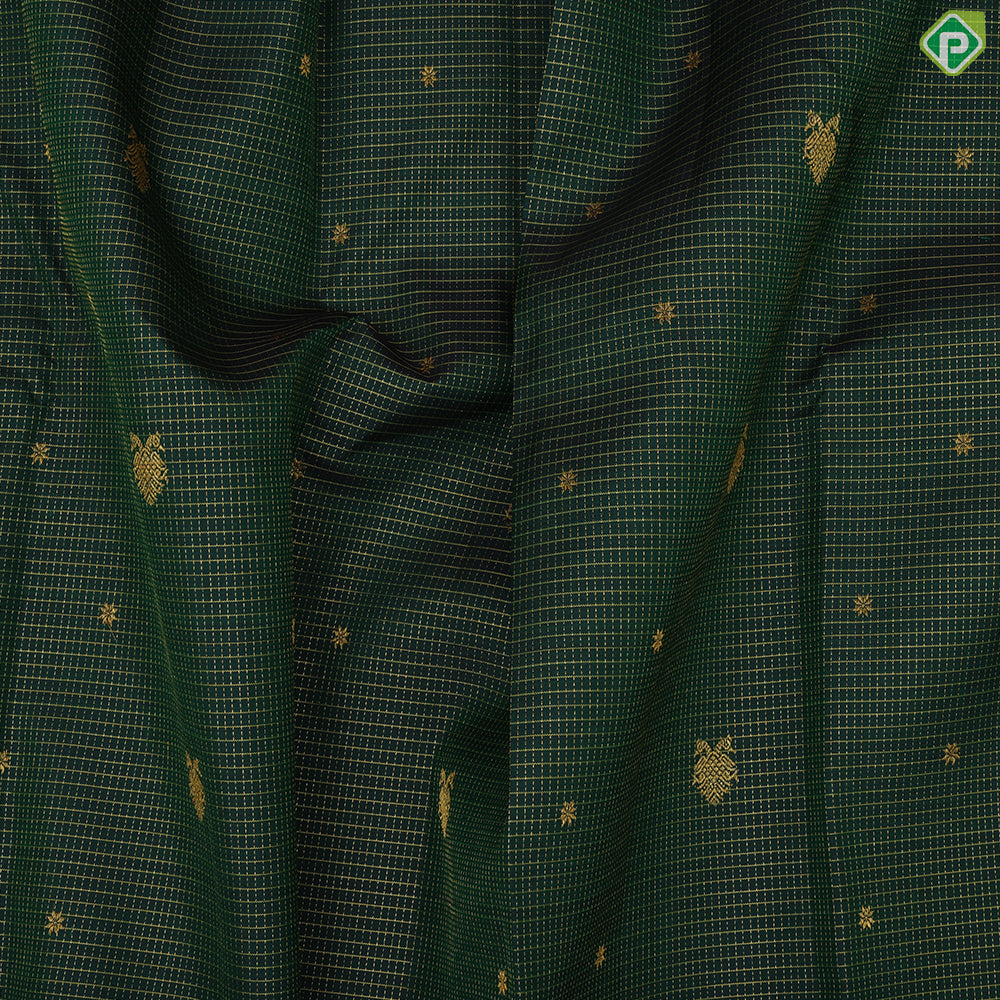 Jungle green gold zari kattam gandapiranda star butta baby pink rangoli design temple border traditional silk saree