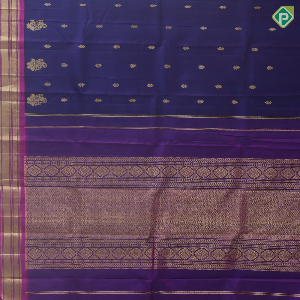 purple blue gold zari fancy butta purple gold zari zig zag design one side border silk saree