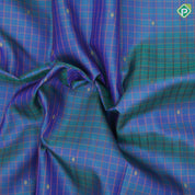 Peacock blue and green silk thread padded zari checks rani pink plain gold zari padded border soft gift silk saree