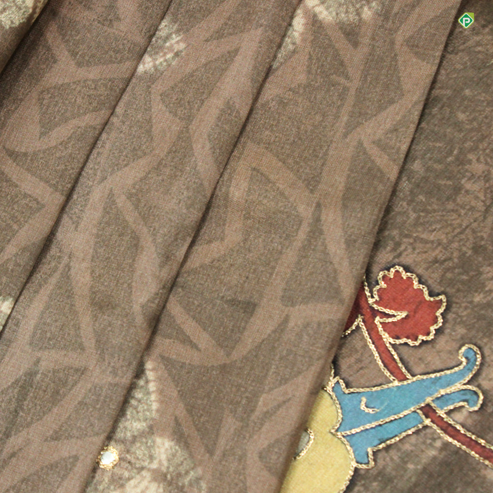 Lavender Pink Colour Small Floral Print With Mirror Work Motifs Pure Tussar Silks Saree