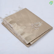Pastel shade tissue Aari work flower design self gold zari cut border trending fancy tissue saree