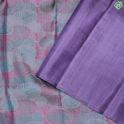 Gray Color Tree Design Gold And Silver Zari With Baby Pink Border Trendy Silk Saree