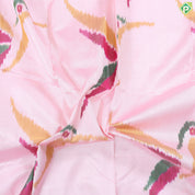 Cream white multicolor flying twitter ikkat design Mustard yellow gold zari multi lines border ikkat silk saree