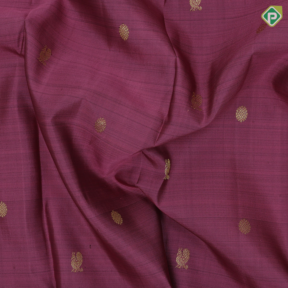 Dark Onion Gold Zari Peacock Chagaram Butta Design Coffee Brown Vanasingaram Border Design Traditional Silk Saree