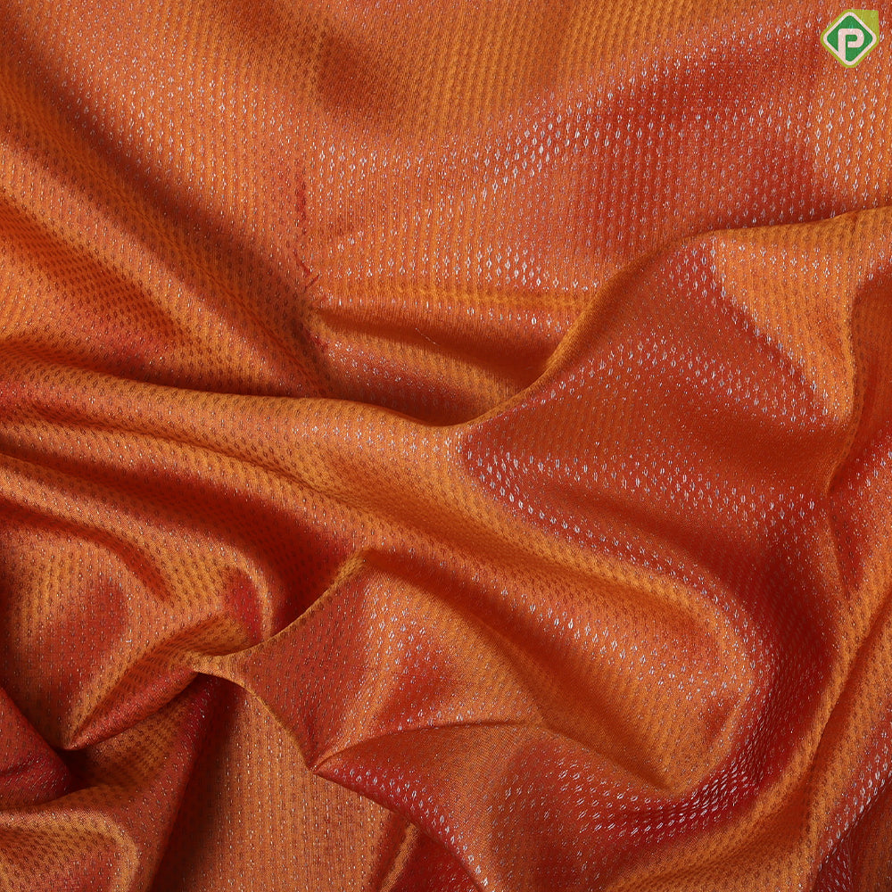 Orange silver zari beads design maroon gold zari meena work grand floral border grand silk saree