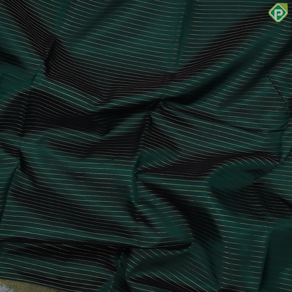 Bottle Green With Silver Zari Fancy Ikkat Design Butta Border Trendy Designer Silk Saree