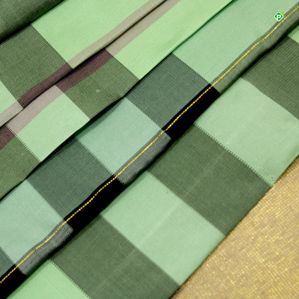 Sea Green With Lavender Pink Zari Checks Trendy Silks Saree