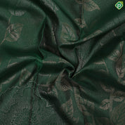 Bottle green silver and gold zari big floral with leaves design self gold zari border trendy designer silk saree