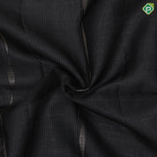 Black with silver zari micro checks and diamond shape borderless grand pallu soft silk saree