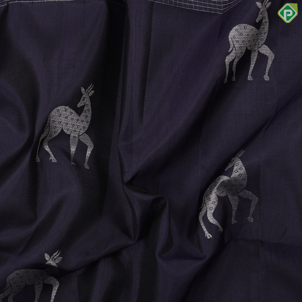 Orangish pink silver gold zari deer butta body design self zari kattam border Soft silk Saree