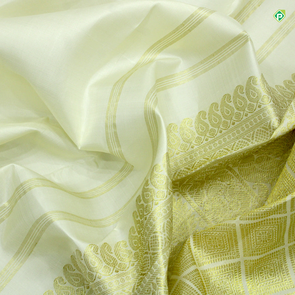Cream White Colour Traditional Silks Saree