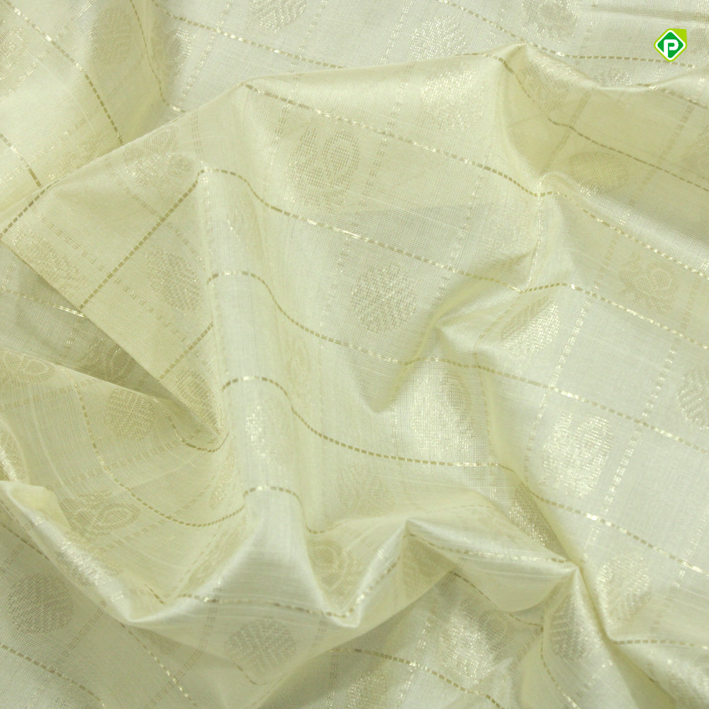 Beige With Peacock And Chakra Motifs Kuppadam Pure Silk Cotton Saree