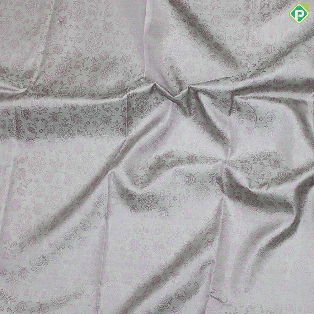 Peach green Thread Baby Pink Floral Design With Big Flower Border Design Trendy Silk Saree