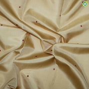 Sandal Wood Color Small Motif With Gray Color Thread Work And Temple Design Border Traditional Silk Saree