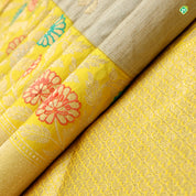 Beige With Corn Yellow Colour Small Flower Motifs Butta Banarasi Silks Saree