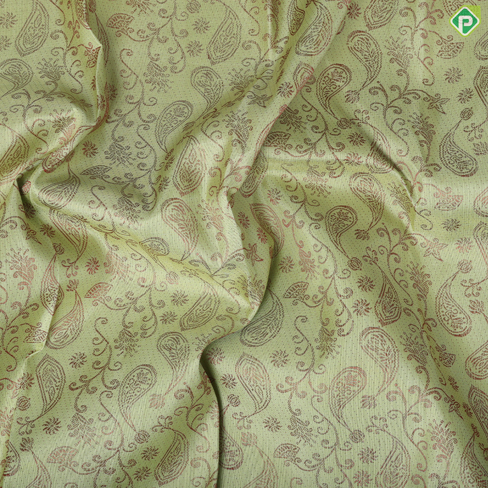 Eliche green onion silk thread embossed grand design self silver zari meena work border trendy silk saree