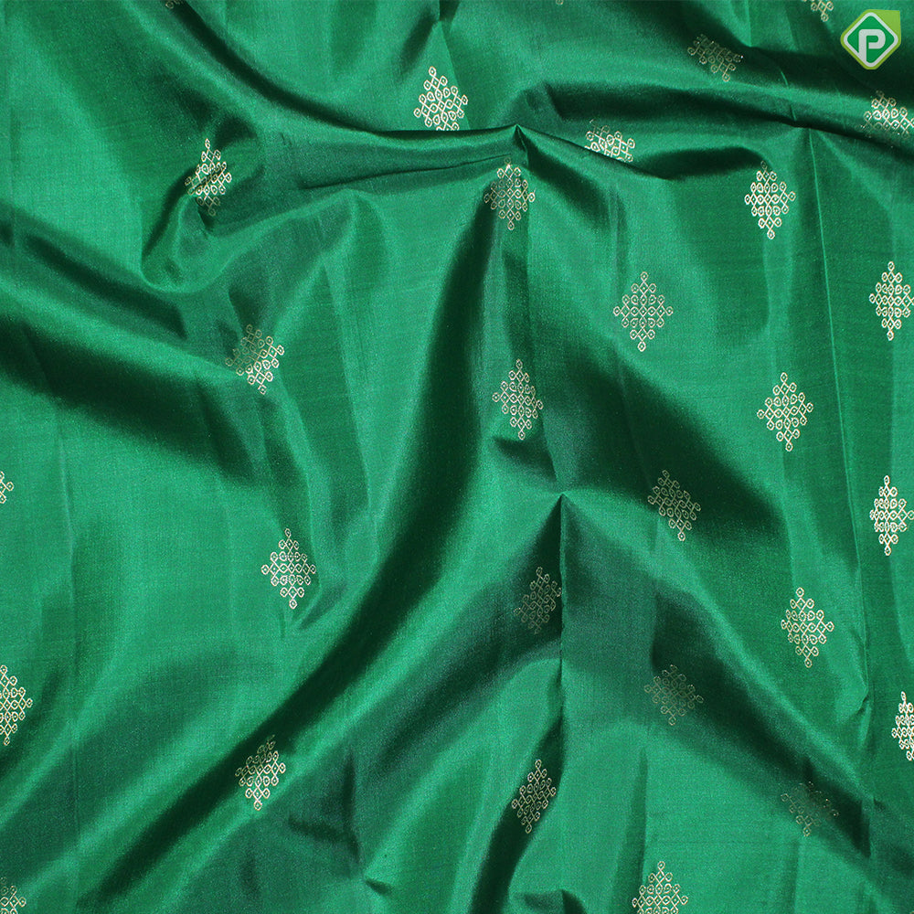 Green Gold Zari Rangoli Motif With Self Color Turning C Type Meena Work Border  Trendy Silk Saree