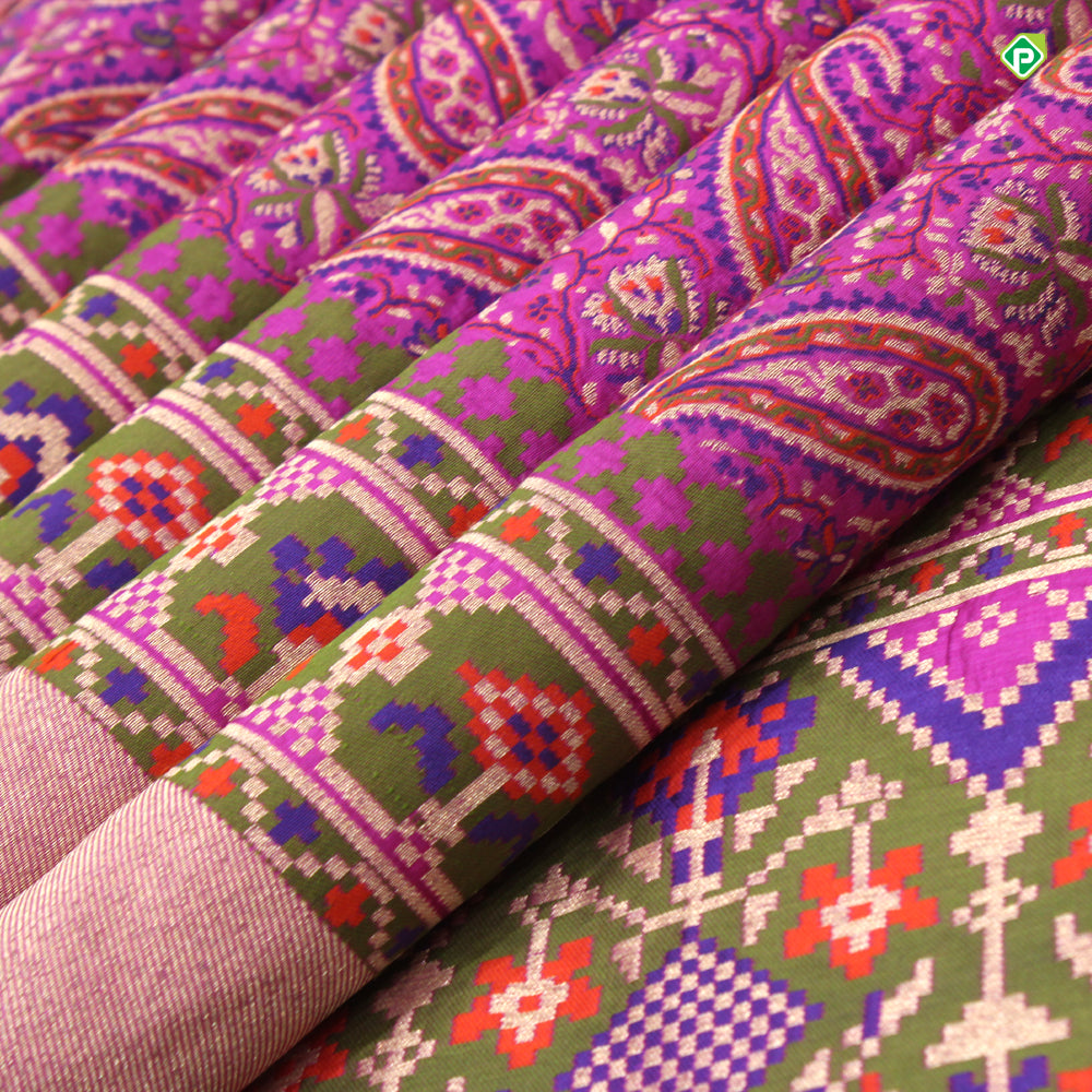 Magenta Pink Colour All Over Jamdhani Work Motifs Banarasi Silks Saree