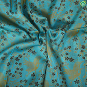 Rama Blue Mustard yellow meena work design brown copper zari thilagam border trendy silk saree