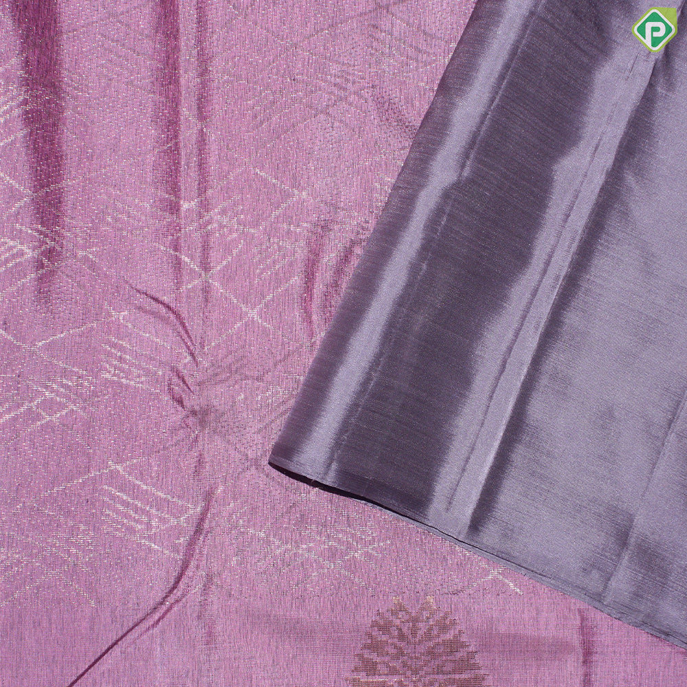 Baby Pink Silver And Gold Zari Pine Tree Design  With Self Color Border Trendy Silk Saree