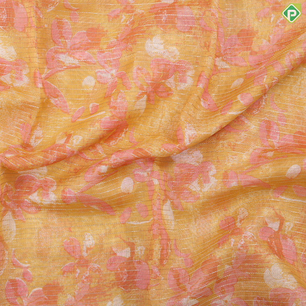 yellow base tricolor vairaoosi and painting design self gold zari bavanji border fancy cotton saree