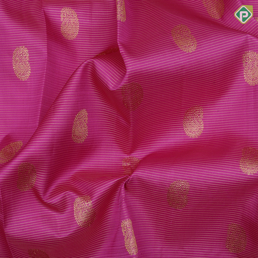Barbie Pink Gold Zari Mango Design Self Colour mayilkan Ruthracham Border Design Traditional Silk Saree