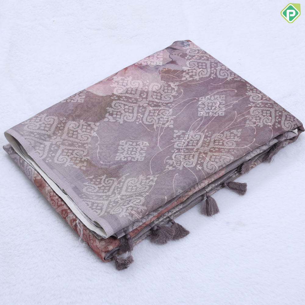 Onion Pink Floral with fancy cut work design edge border fancy cotton saree