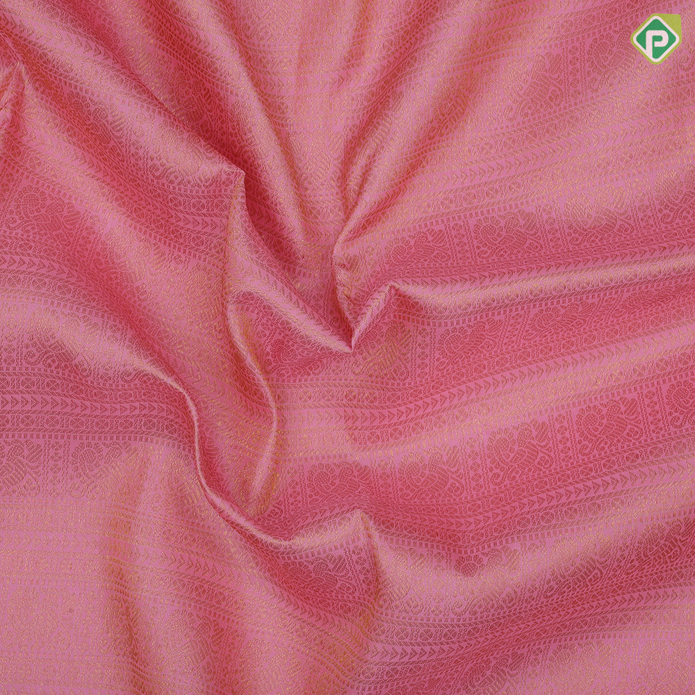 Baby Pink Gold Zari Ruthracham Peacock Brocade Design Dark Pink Mayilkan Peacock Border Design Wedding Silk Saree