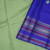 Olive Green With Thread Lines Ink Blue Rising Thread Border Trendy Silk Saree