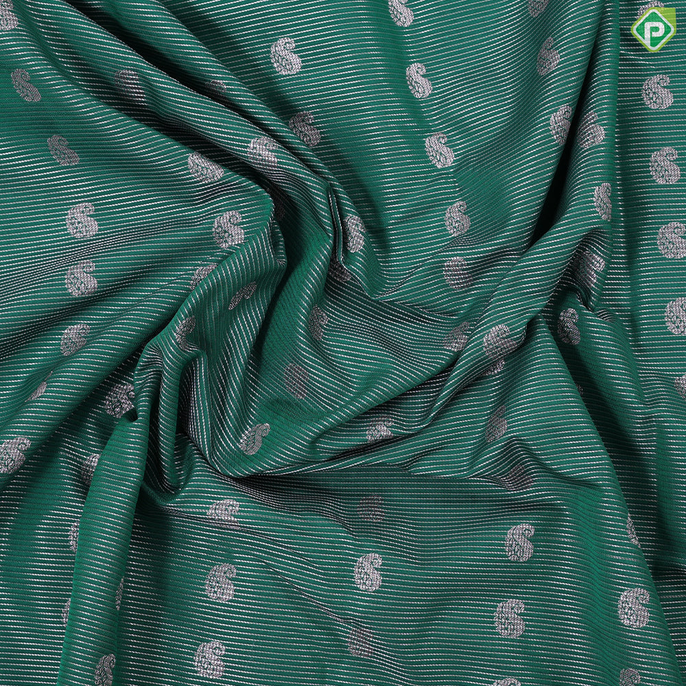 Emerald green with vairaoosi and butta design cream border Art silk gift saree