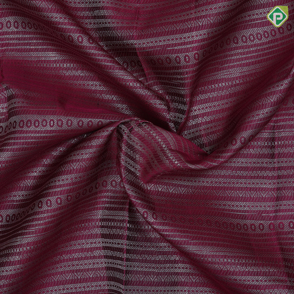 Deep Pink Gold Zari Velthari Lines Brocade Design Dark Navy Blur Flower Bride Border Design Trendy Silk Saree