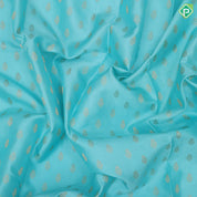 Sea Blue Gold Zari Small Motif Design Peach Orange Mayilkan Border Design Trendy Silk Saree