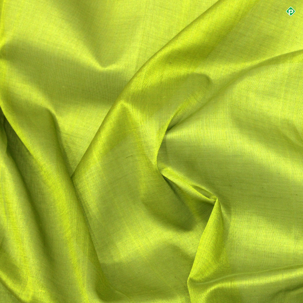 Kelly Green Orangish Pink Temple Silver Rudraksham Border Kuppadam Silk Cotton Saree