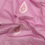 Rose Pink Thilagam Meena Work Silver Zari Fancy Border Pure Silk Linen Saree