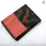 dark color base grand zari necklace design rangoli border trending fancy saree