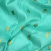 Rexona Green Peacock and Button Gold Zari Border Pure Kora Silk Saree