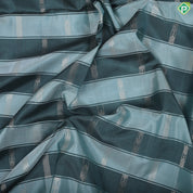 Bottle green rama green gold zari combo partation lines borderless soft silk saree