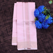 Light Pink Tissue weave Copper Zari Spinning Design Border 8*4 pure Silk Dhoti Vesti