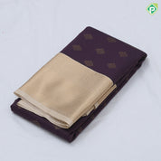 Purple gold zari stripes and square fancy butta design greyish gold zari thilagam butta border art silk saree