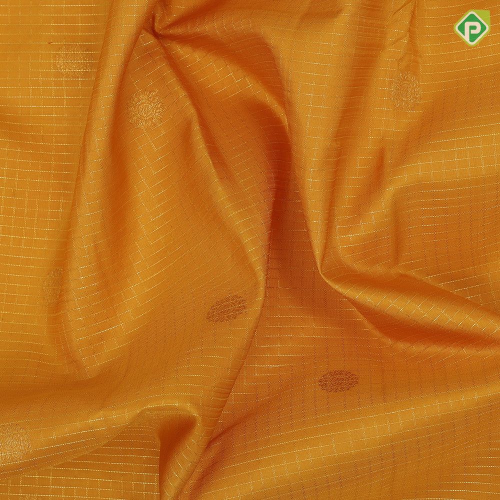 Golden mustard gold zari vairaoosi zari kattam buta self gold zari mayilkan border traditional silk saree